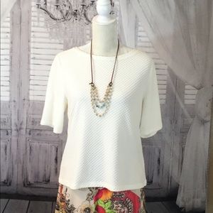 Chicos Cream White Textured Crop Top NWOT
